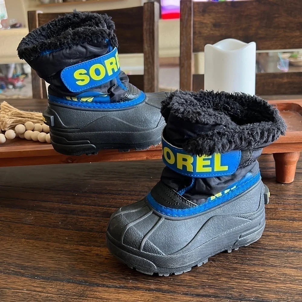 Sorel toddler winter boot Snow Commander black/super blue | size 8
